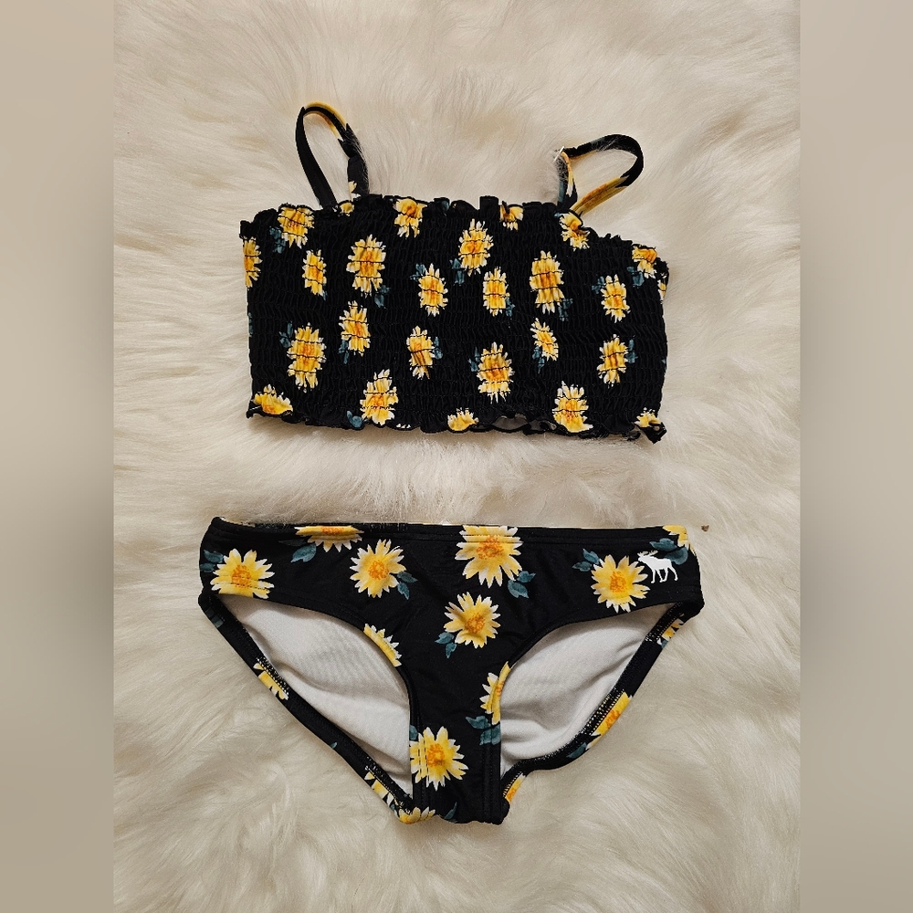 Abercrombie Kids Black and Yellow Floral Bikini